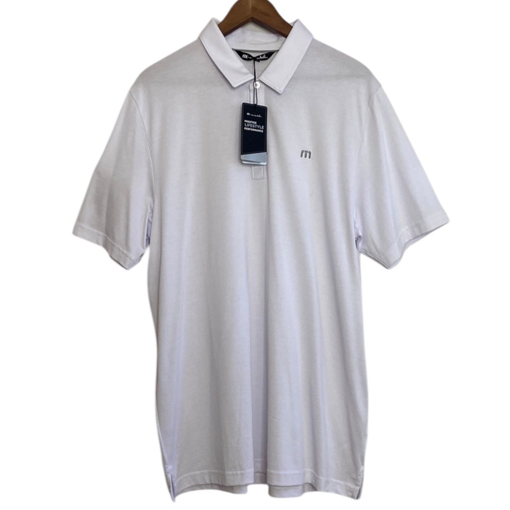 New Travis Mathew Polo Shirt Mens XL White The Zinna Short Sleeve Golf Tennis